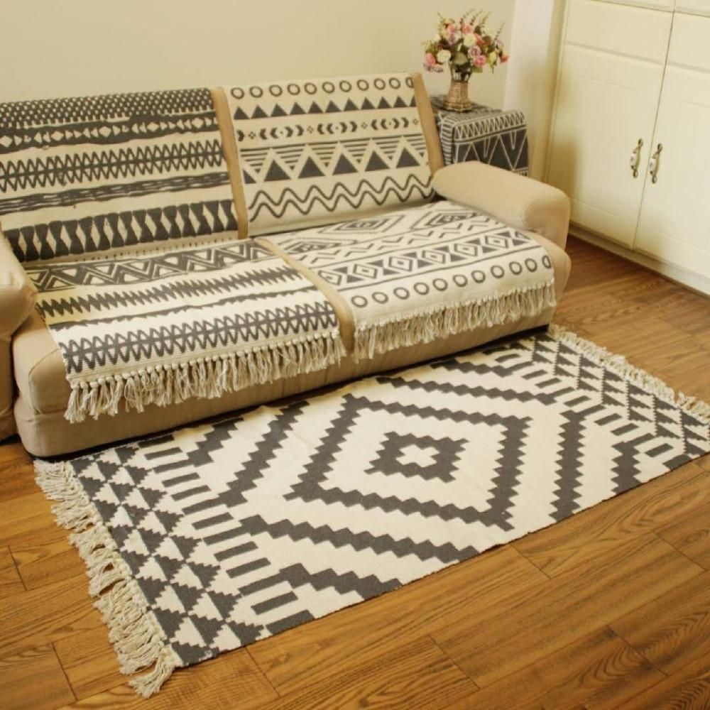 Vintage Woven Geometric Rug Carpet Native Indian Design Area Rug For Living Room Bedroom Rug Home Decor