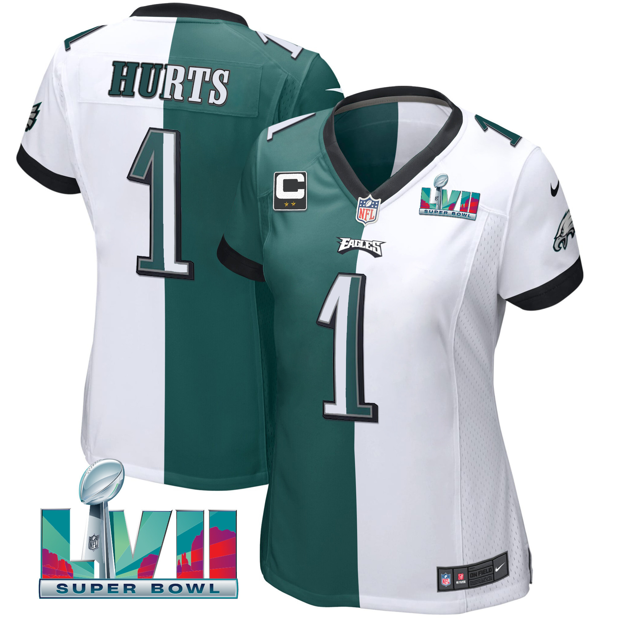 Women’S Eagles Super Bowl Lvii Split Jersey – All Stitched