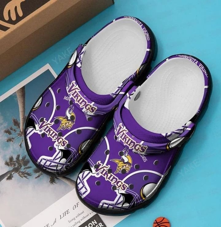 Minnesota Vikings Crocs Crocband Clog Comfortable Water Shoes In Purple