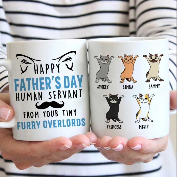 Happy Father’s Day From Your Tiny Furry Overlord – Gift for Dad, Funny Personalized Cat Dad Mug