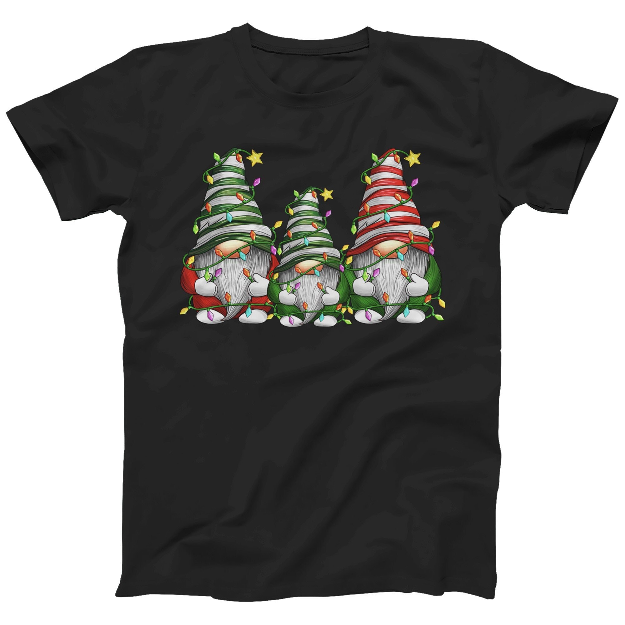 Christmas Gnomes With Christmas Lights For Men Women And Kids T-shirt Xmas Top S-5XL Festive Holiday Xmas Gift T-shirt