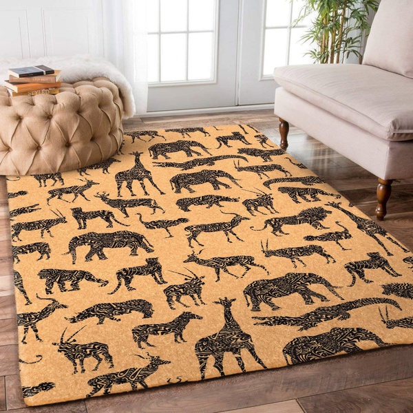 Black Animal World Area Rug Home Decor