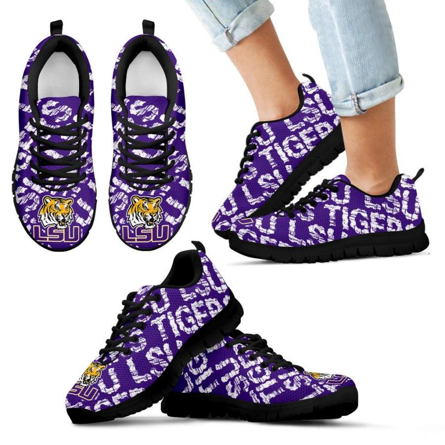 Vintage Logo Beautiful LSU Tigers Sneakers