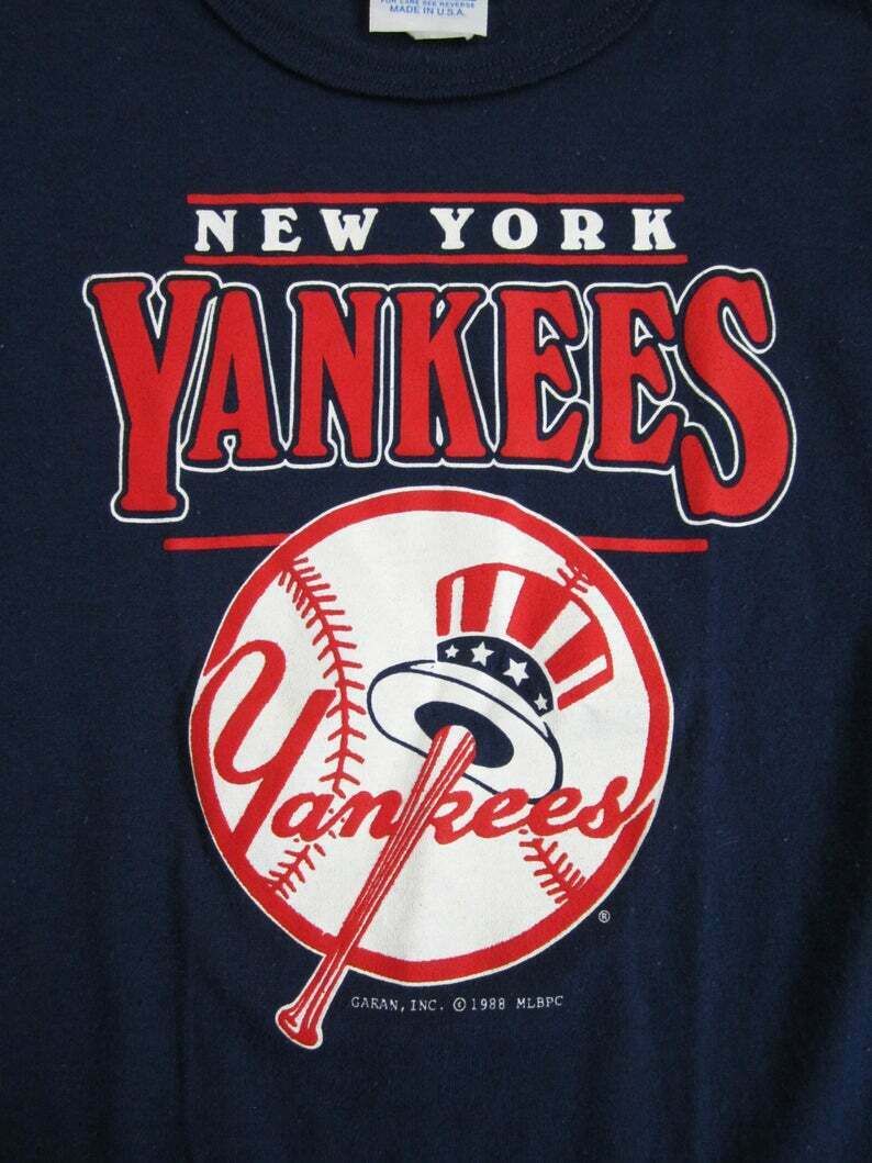 Vintage 80S Yankees Shirt Navy Blue