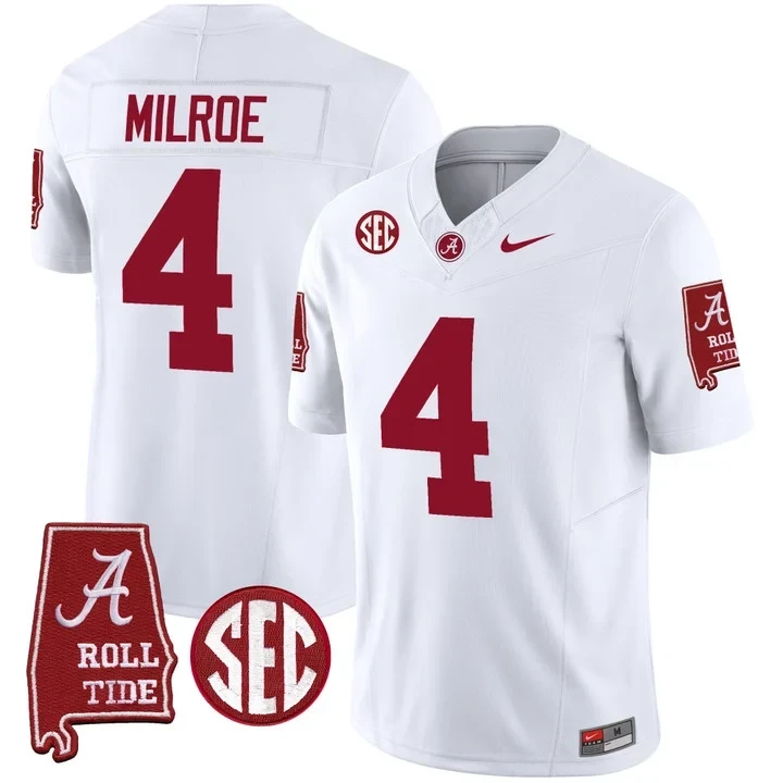 Alabama Crimson Tide Jalen Milroe White Jersey – All Stitched