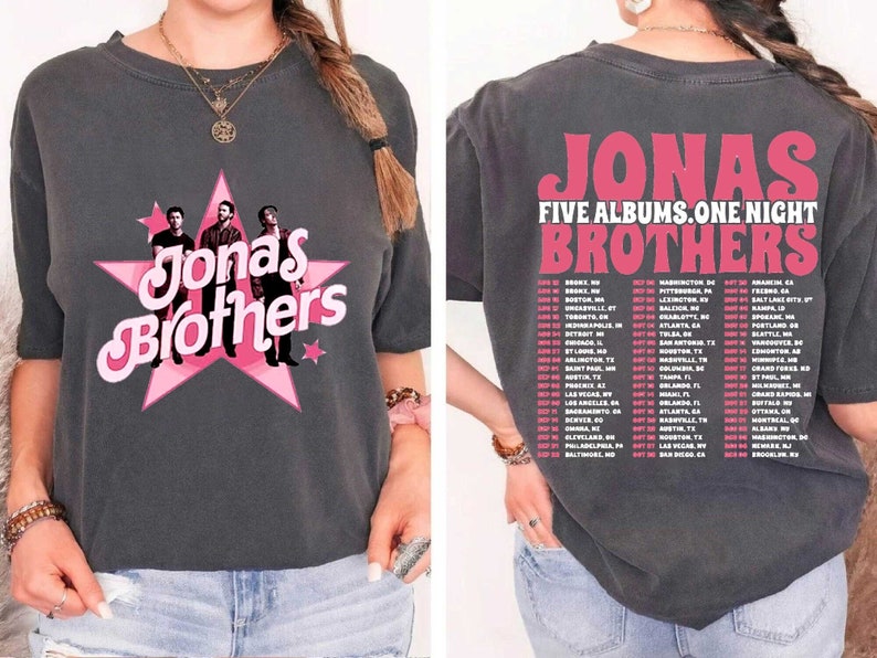 Jonas Brothers Retro Shirt, Jonas Five Albums One Night Tour Shirt, Jonas Brothers 2023 Tour Shirt, Jonas 90’S Tee