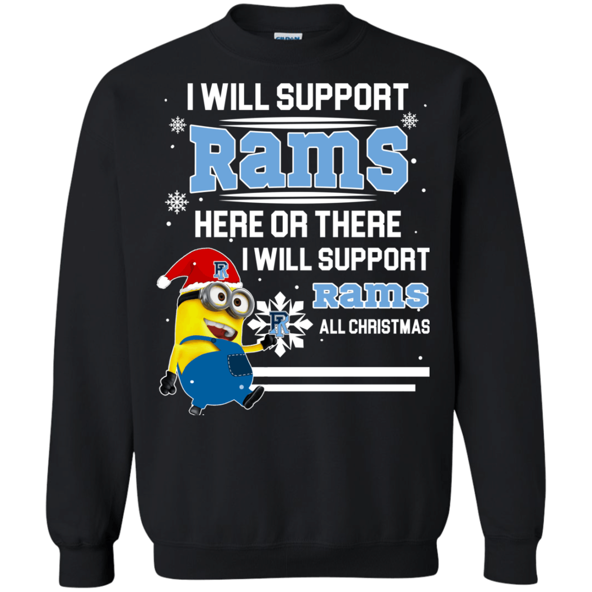 Fabulous Rhode Island Rams Minion Ugly Christmas Sweater 2023S Support Here Or There All Christmas Sweatshirts