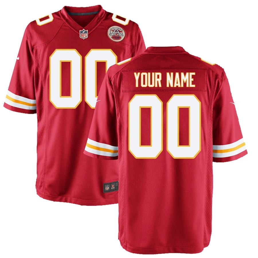 Kansas City Chiefs Youth Custom 00 Game Jersey – Red