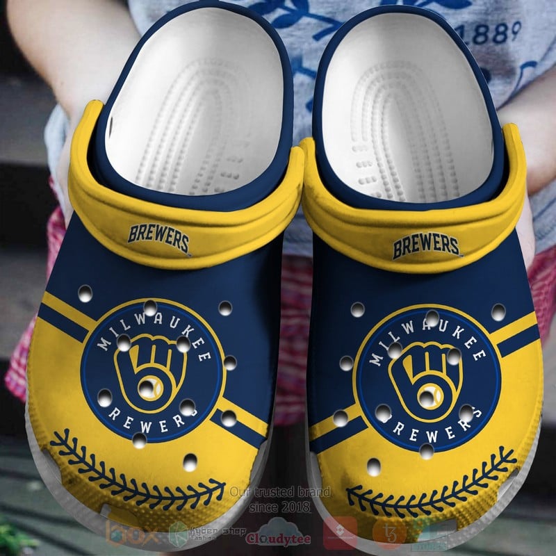 Milwaukee Brewers Yellow-Navy Crocs Crocband Shoes