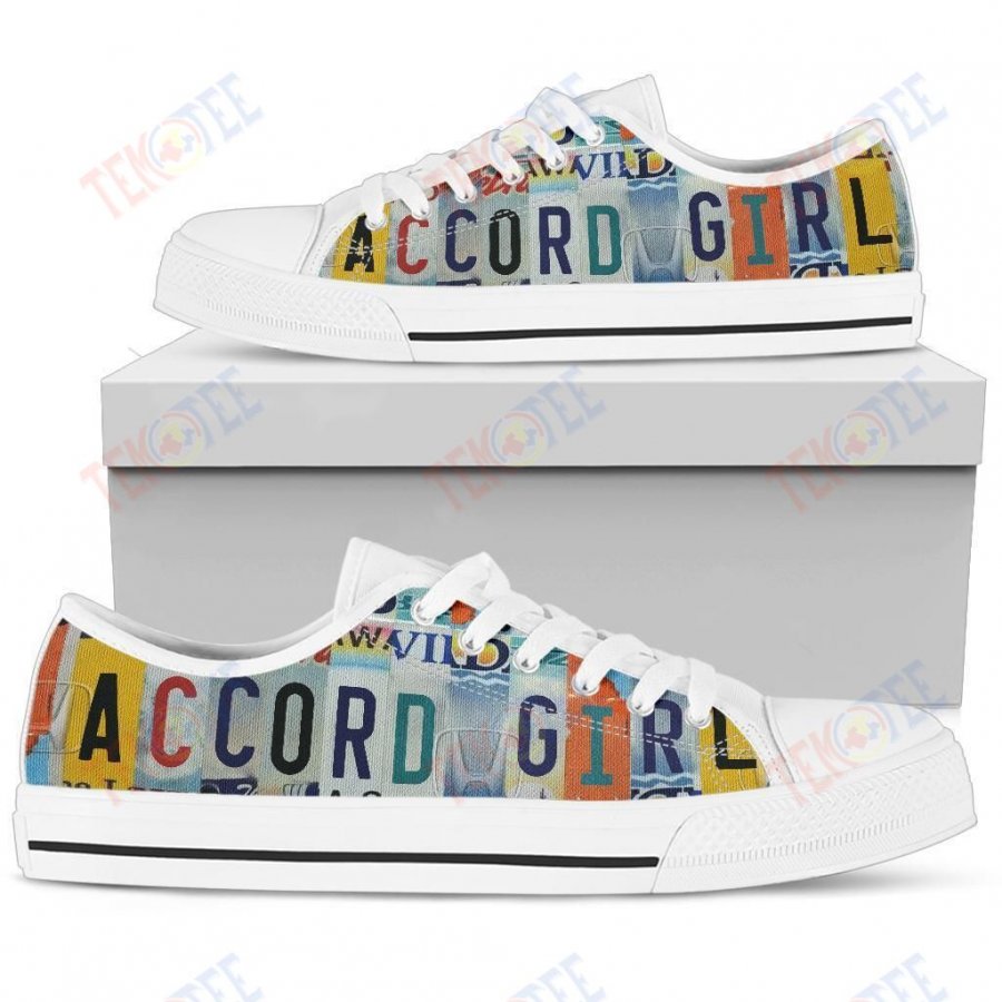 Mens Womens Honda Accord Girl License Plate Sneakers Low Top Shoes Custom Print Footwear Converse Sneakers TMT706