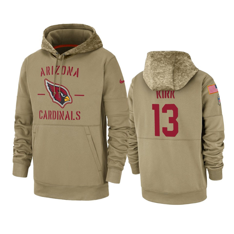 Arizona Cardinals Christian Kirk Tan 2019 Salute To Service Sideline Therma Pullover Hoodie