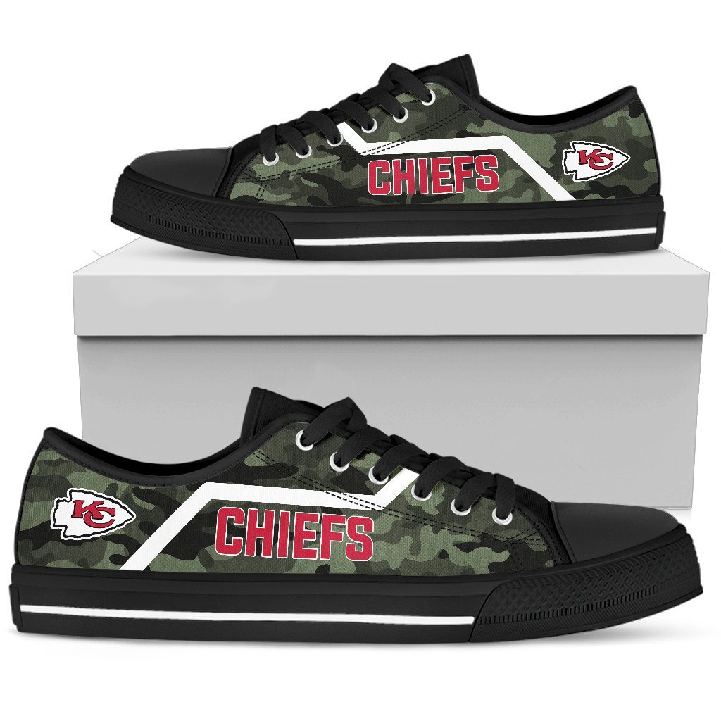 Camo Kansas City Chiefs Logo Low Top Shoes