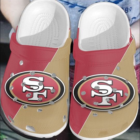 San Francisco 49Ers Logo Crocs Classic Clogs Shoes In Red Yellow