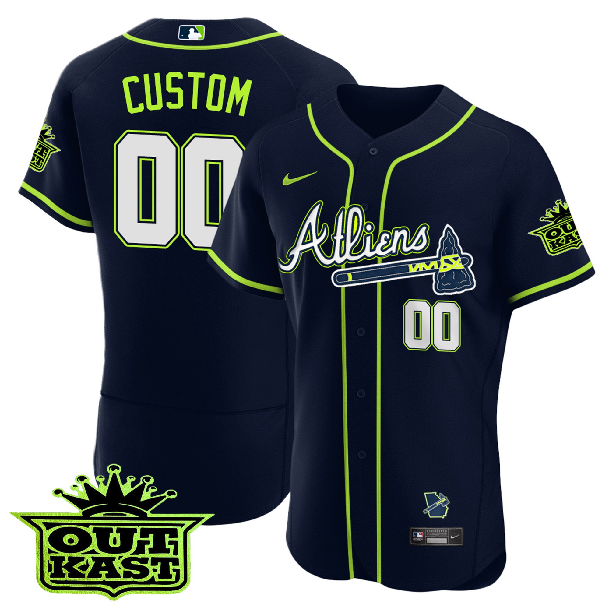 Atlanta Braves Atliens Flex Base Custom Jersey – All Stitched