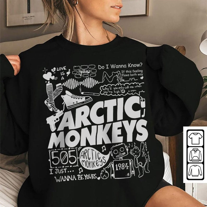 Arctic Monkey Doodle Art Shirt, Vintage Arctic Monkey Merch Album Lyrics Sweatshirt Hoodie, Arctic Monkey Tour 2023