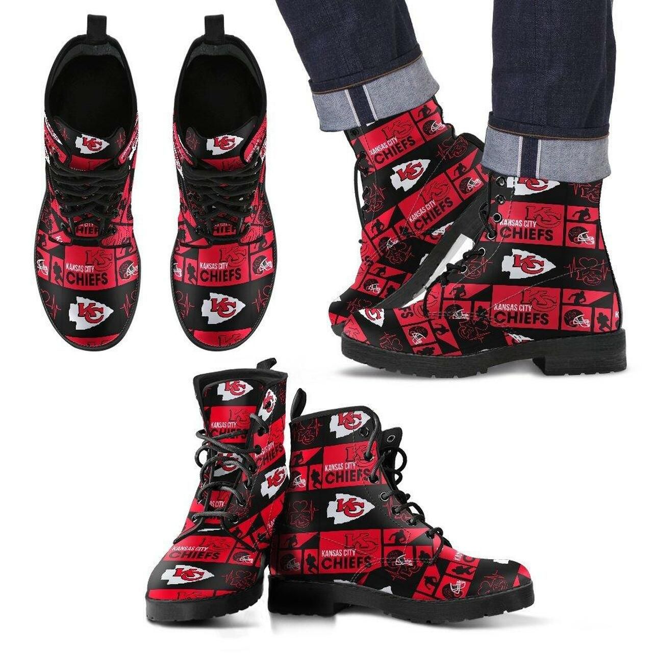 Kansas City Chiefs Leather Boots Fashion Women Boots Shoes Shoes4030