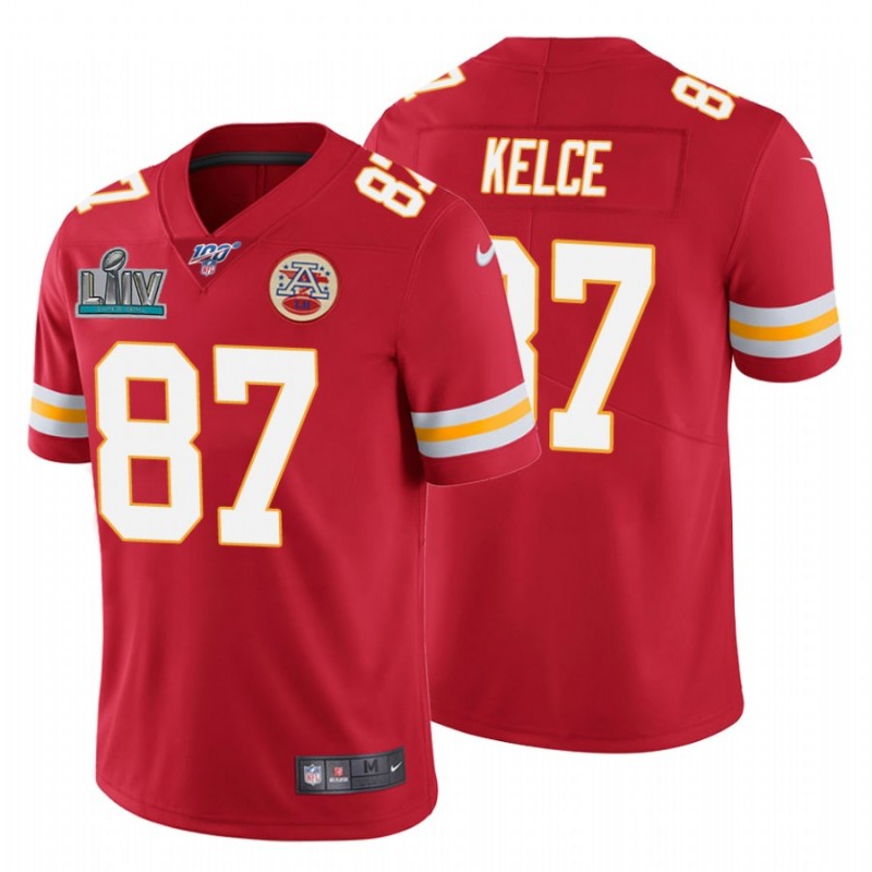 Men’S Travis Kelce Kansas City Chiefs Red Super Bowl Liv Red Vapor Limited Jersey – All Stitched, Embroidery