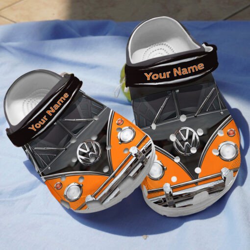 Vw Campervan In Orange Custom Name Crocss Crocband Clog Comfortable Water Shoes