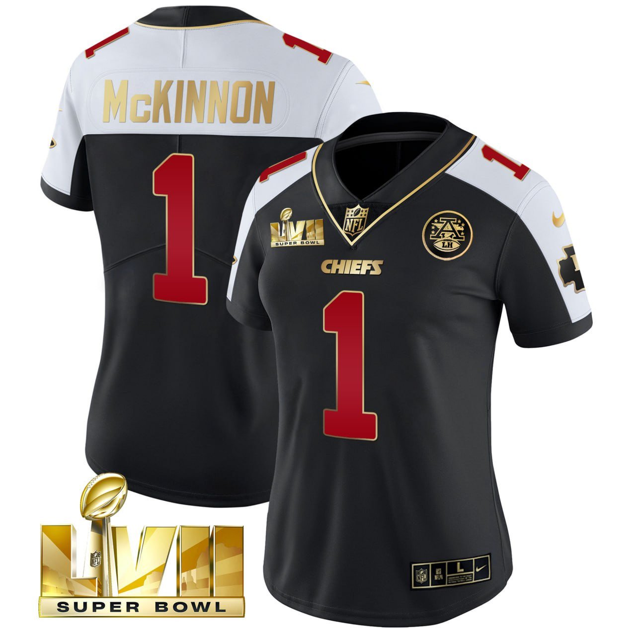 Women’S Jerick Mckinnon Chiefs Super Bowl Lvii Vapor Jersey – Black Alternate – All Stitched