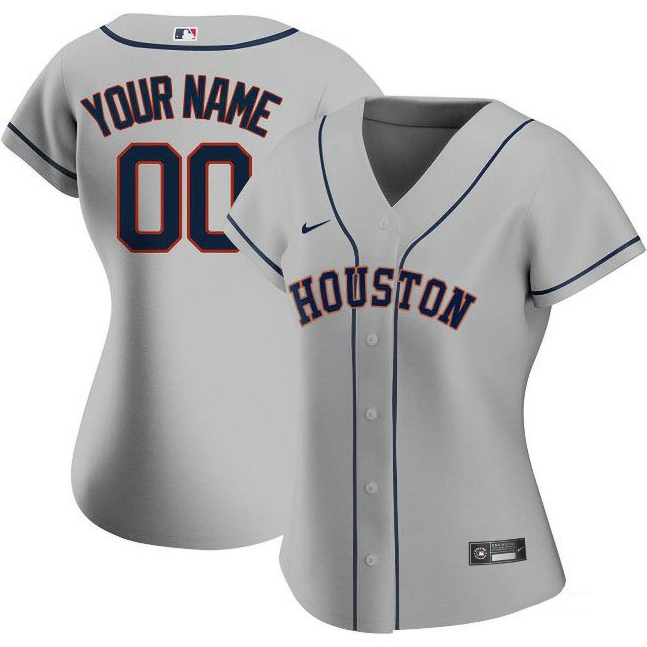 Women’S Houston Astros Gray Custom Jersey – All Stitched