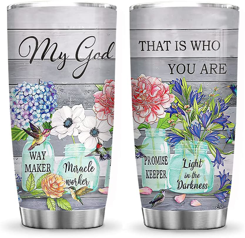 20Oz Flower My God That Is Who You Are, Flower Faith, Flower Lovers Tumbler Cup With Lid, Double Wall Vacuum Thermos Insulated Travel Coffee Mug