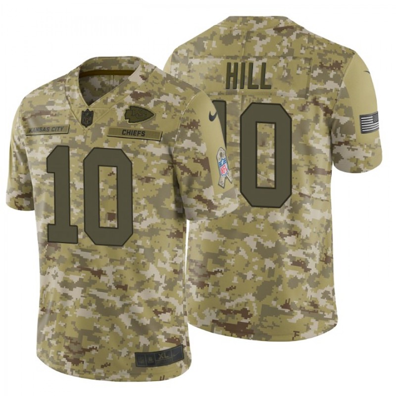 Men Tyreek Hill Kansas City Chiefs Camo 2018 Salute To Service Jersey – All Stitched, Embroidery