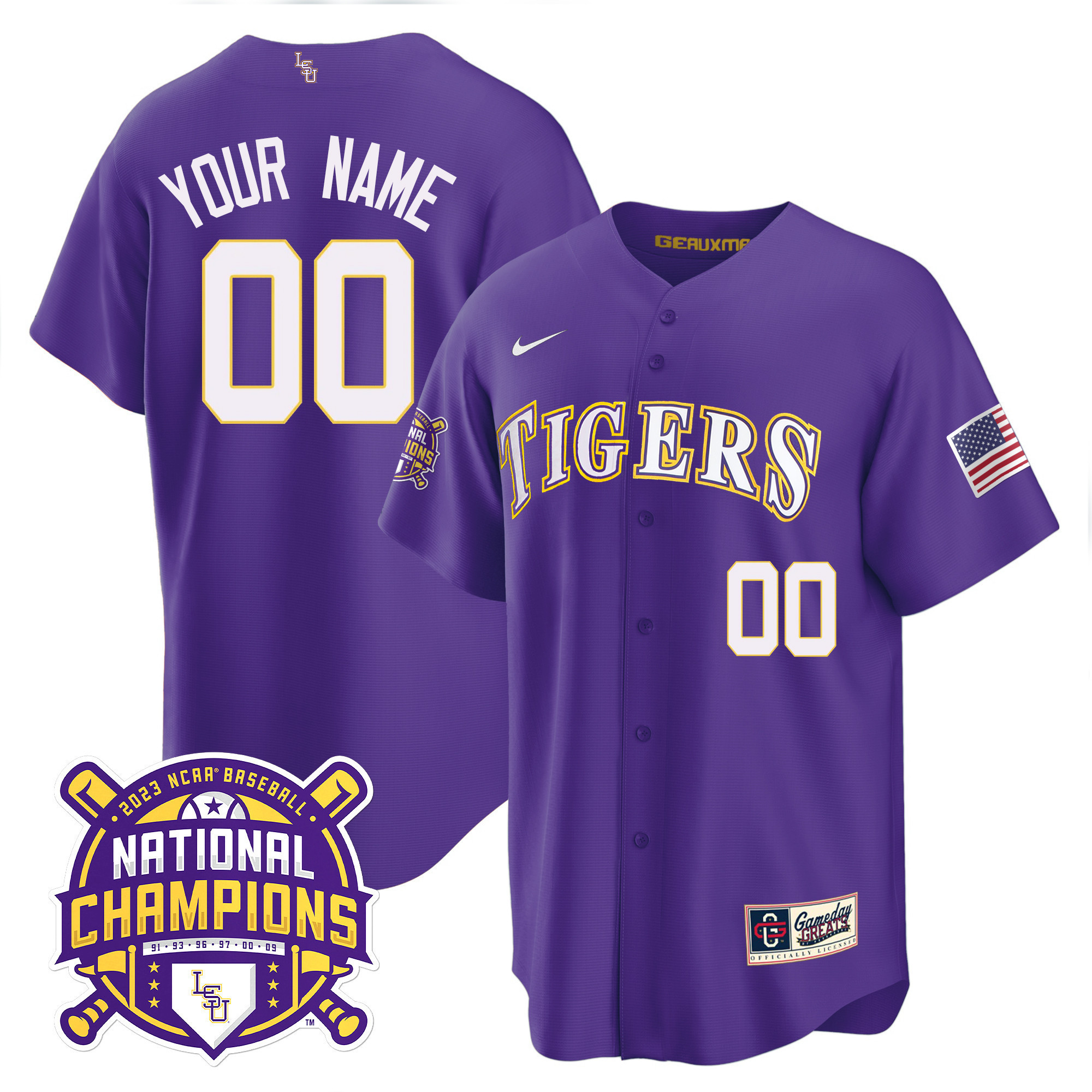 Lsu Tigers 2023 National Champions Gold Cool Custom Jersey V2 – All Stitched