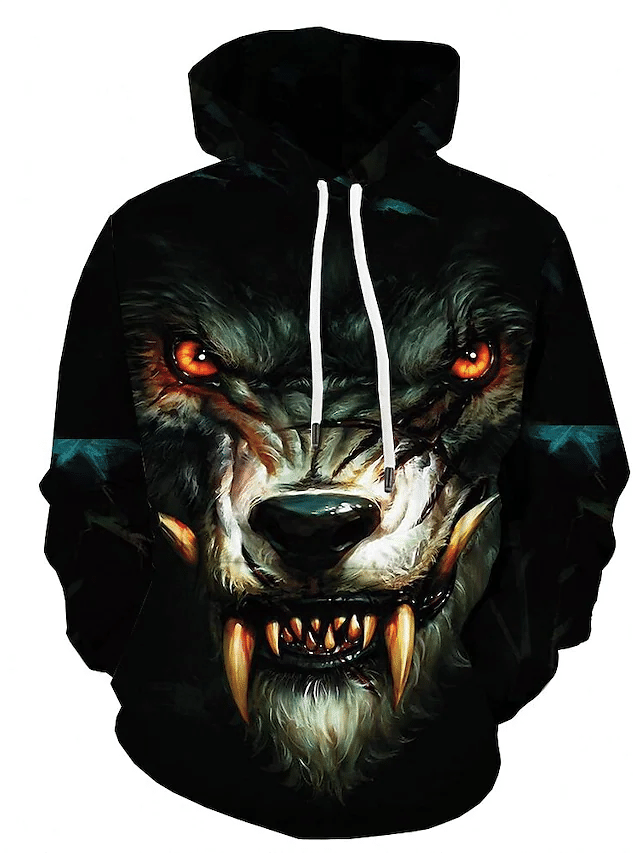 Men’S Plus Size Hoodie Jacket 3D Artistic Style Sporty Animal