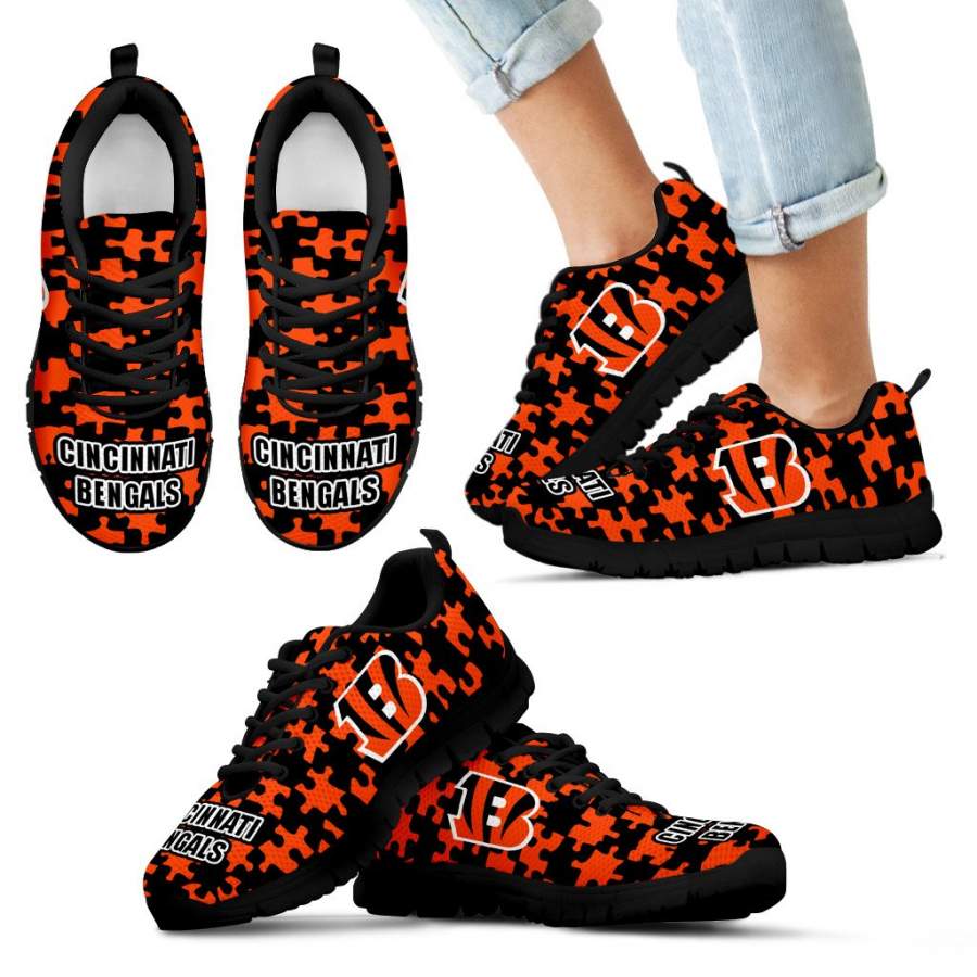 Puzzle Logo With Cincinnati Bengals Sneakers