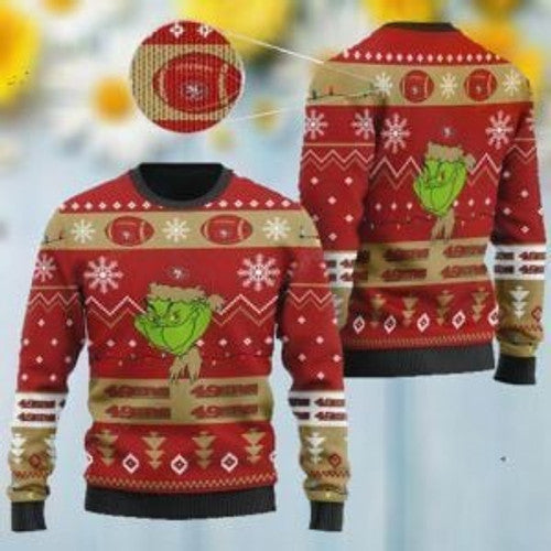 San Francisco 49Ers American Nfl Football Team Logo Cute Grinch Ugly Christmas Sweater, All Over Print Sweatshirt