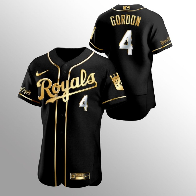 Men’S Kansas City Royals Alex Gordon Golden Edition Black  Jersey – All Stitched, Embroidery