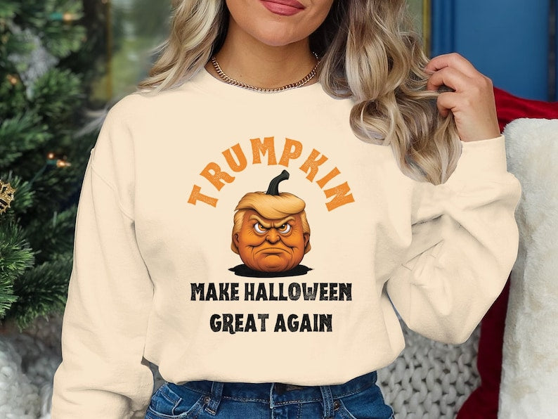 Trumpkin Make Halloween Great Again, Happy Halloween Shirt, Retro Spooky Season Sweatshirt, Unisex Graphic Tee, Halloween Costume, Halloween Gift