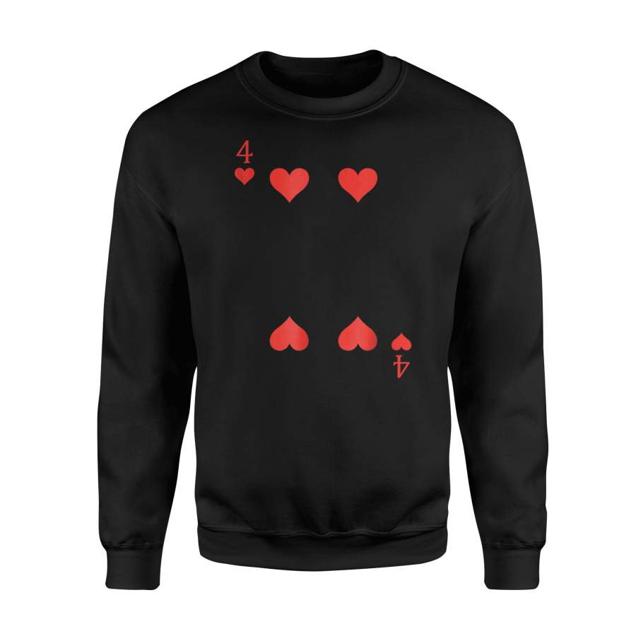 4 Of Hearts Costume Halloween Deck Of Cards Halloween Sweatshirt