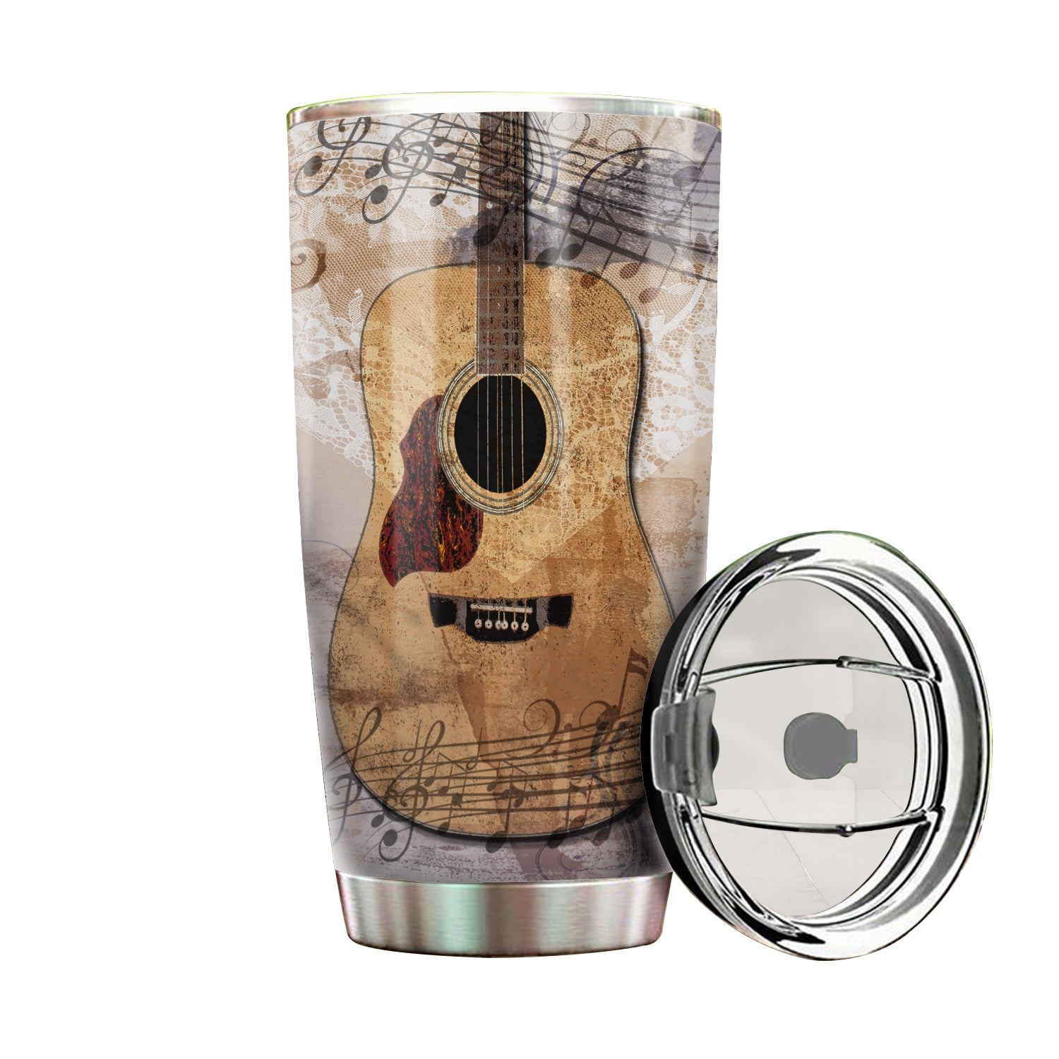 Vintage Music  Go Where The Guitar Takes You Tumbler Stainless Steel Travel Mug for Coffee Tea