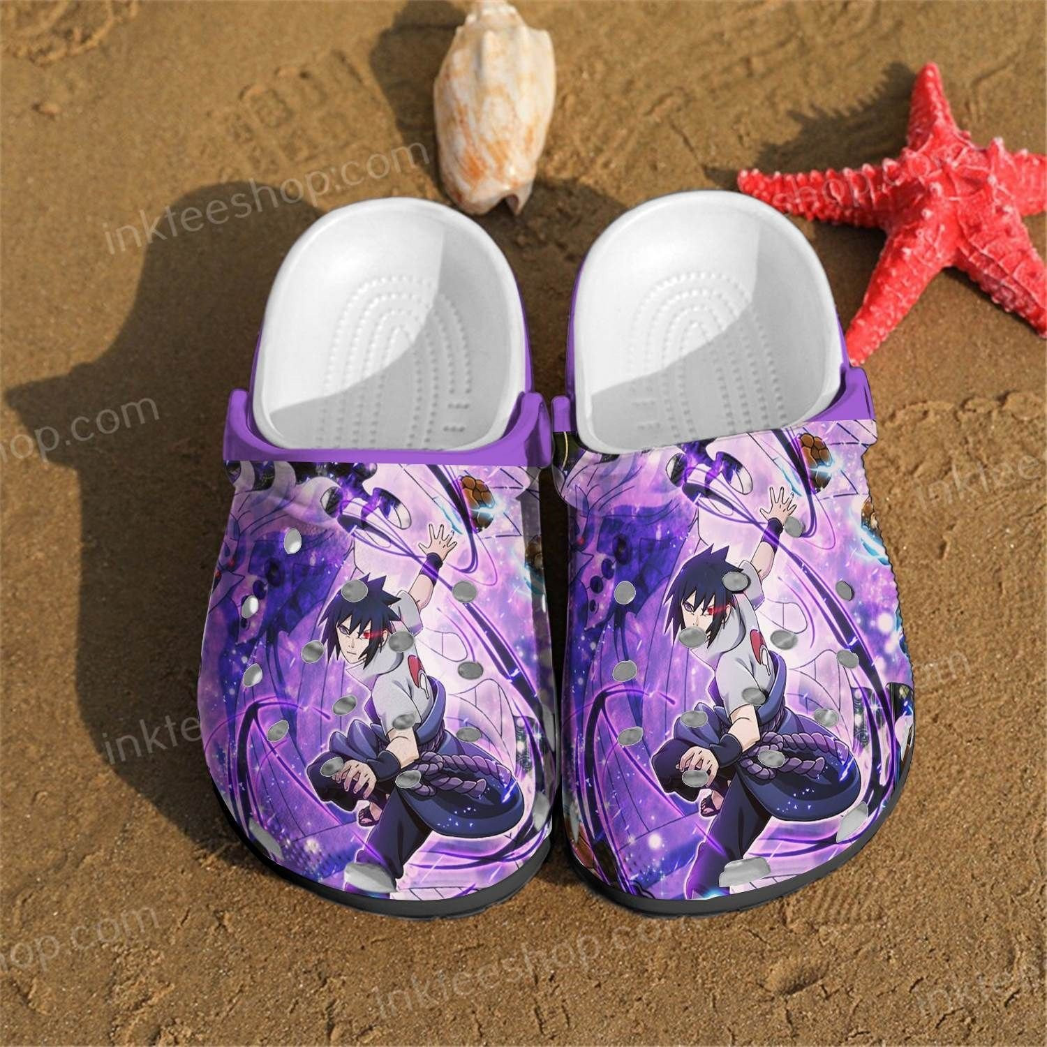 Uchiha Sasuke Anime Purple Theme Crocss Crocband Clog Comfortable Water Shoes