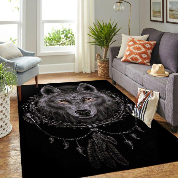 Wolf Sacred Native American Home Decor Rectangle Area Rug 1