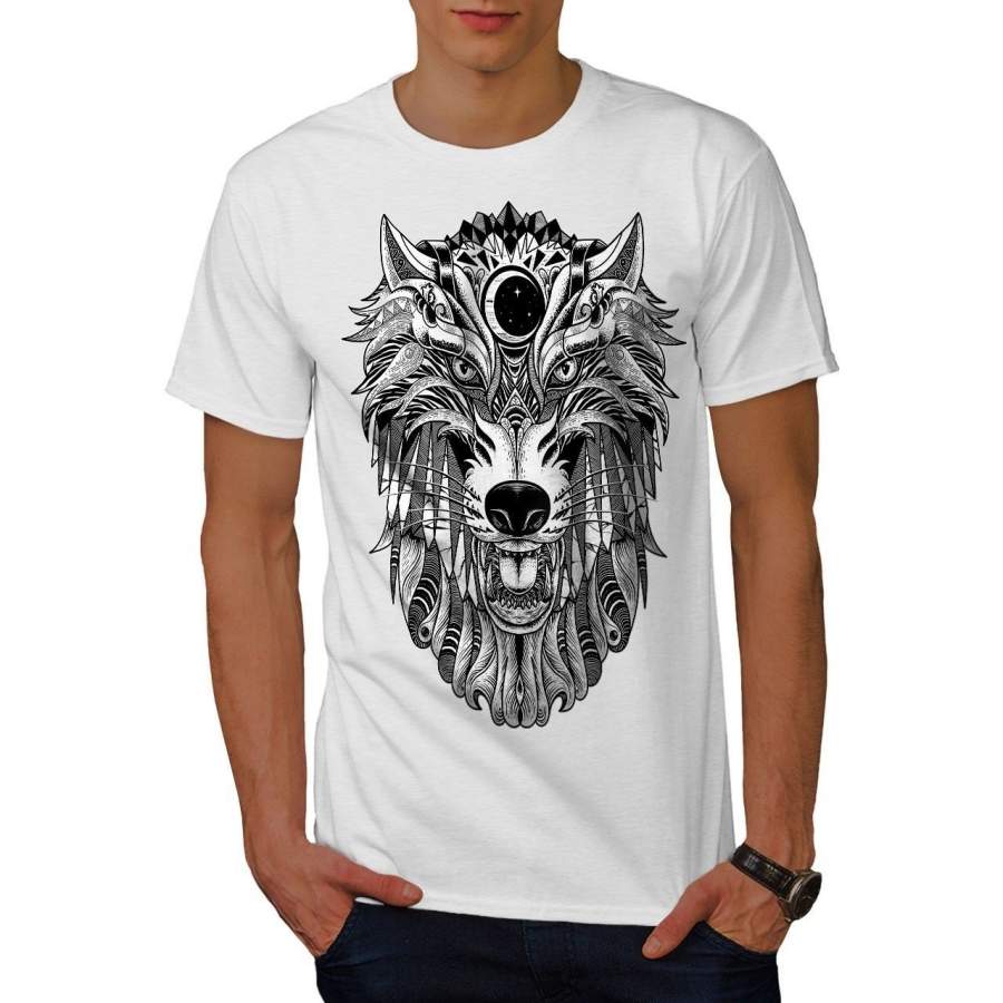 Wolf Scary Animal Mens T-Shirt, 0 Graphic Design Printed Tee