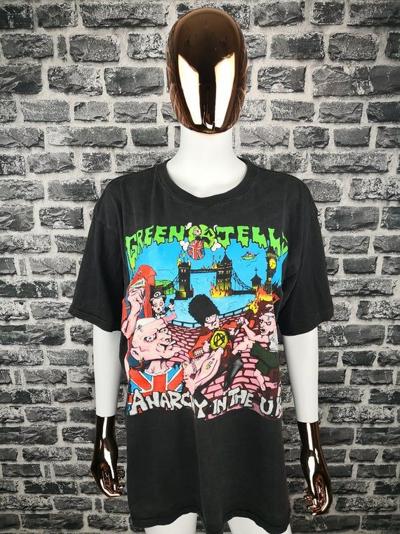 Green Jelly Vintage 90S Anarchy In The Uk Tour Shirt Concert Card 1993 Shirt