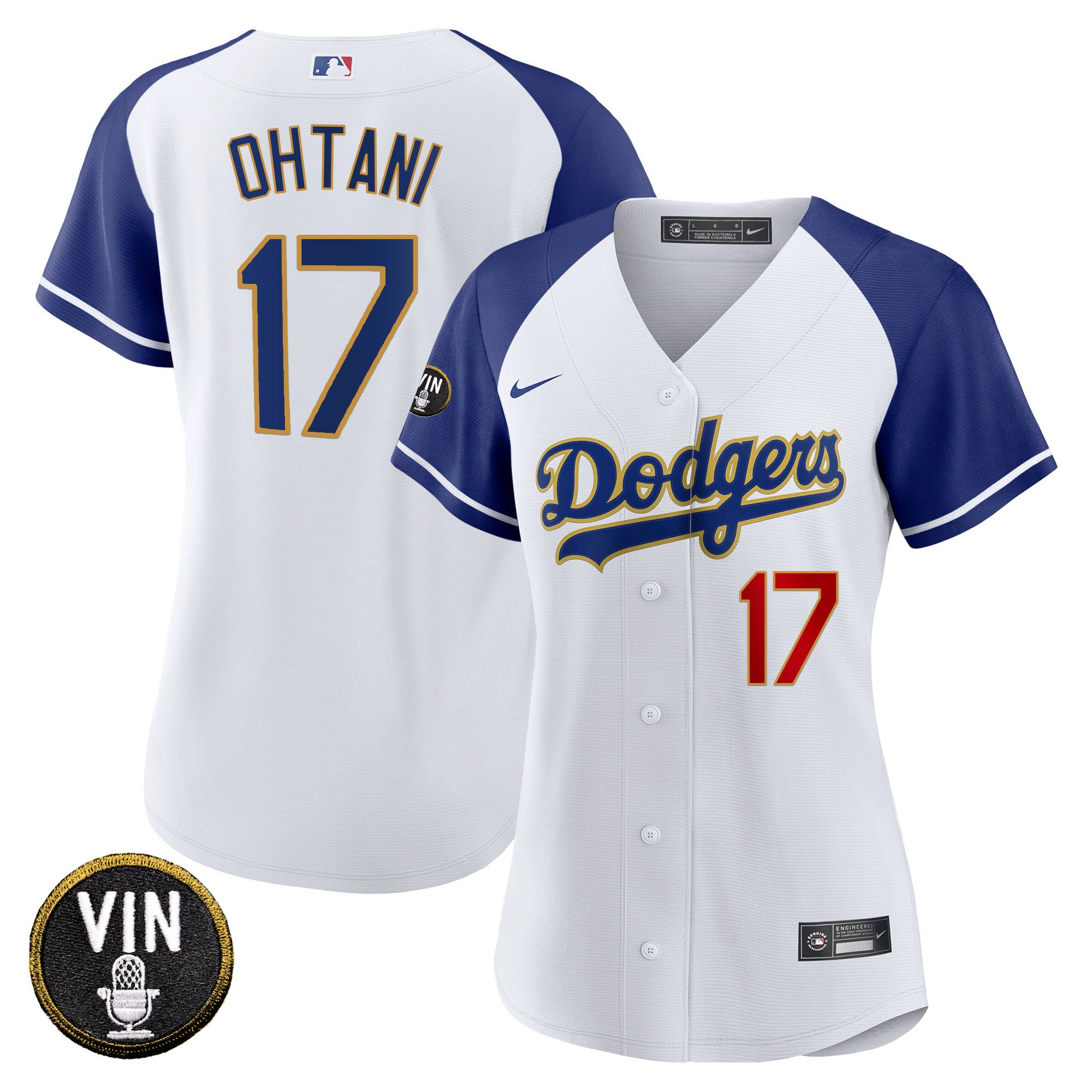 Women’S Dodgers Vin Scully Patch Gold Trim Jersey – All Stitched