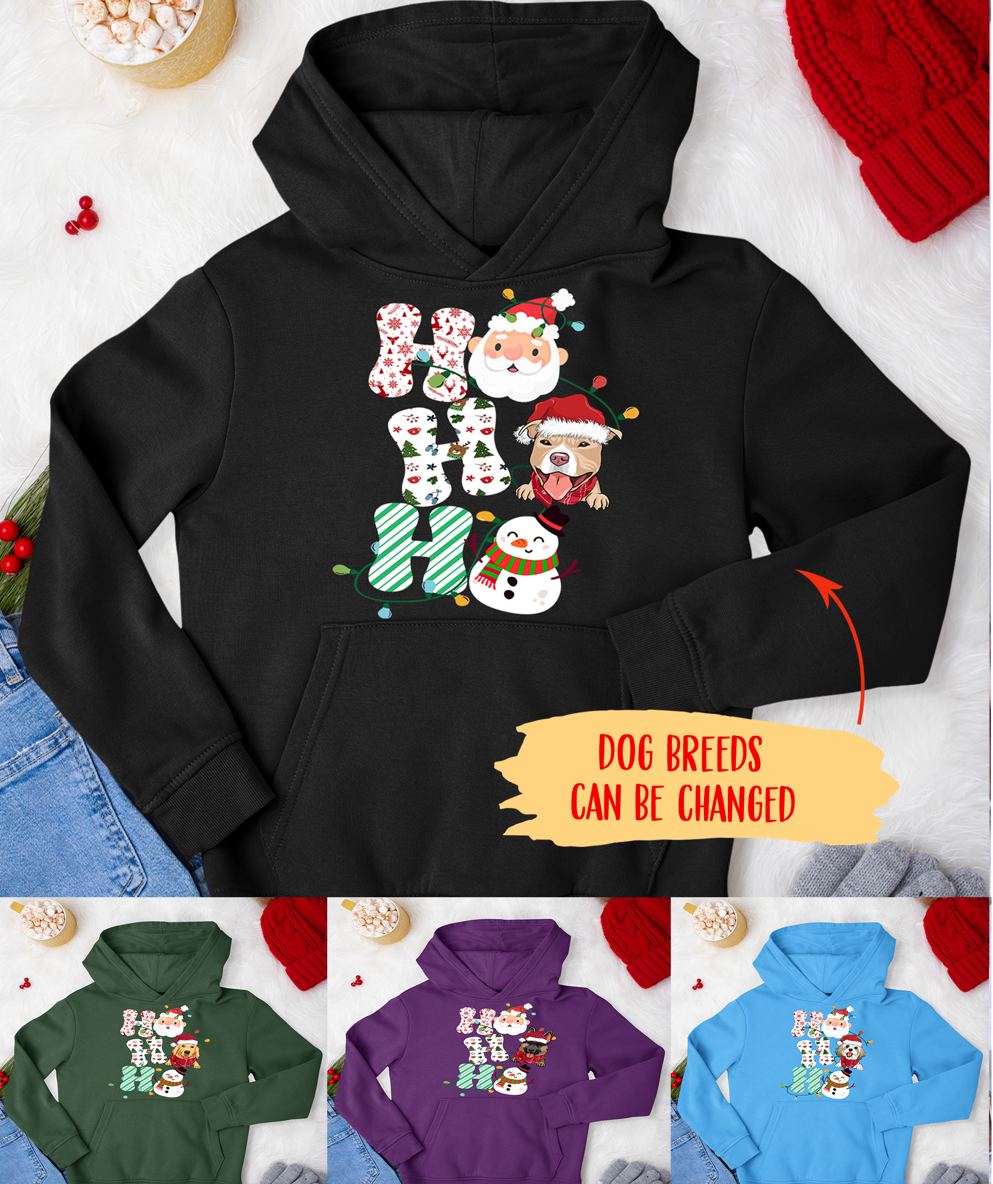 Santa Dog Snowman - Personalized Custom Unisex Hoodie - Christmas Shirts