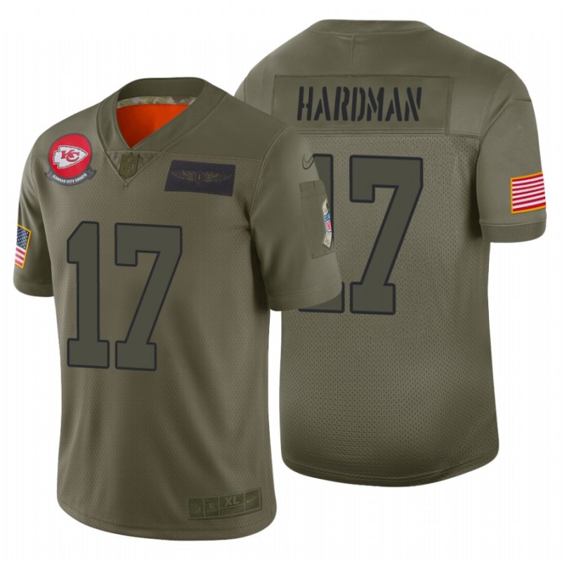 Men’S #17 Mecole Hardman Kansas City Chiefs Camo 2019 Salute To Service Limited Jersey – All Stitched, Embroidery