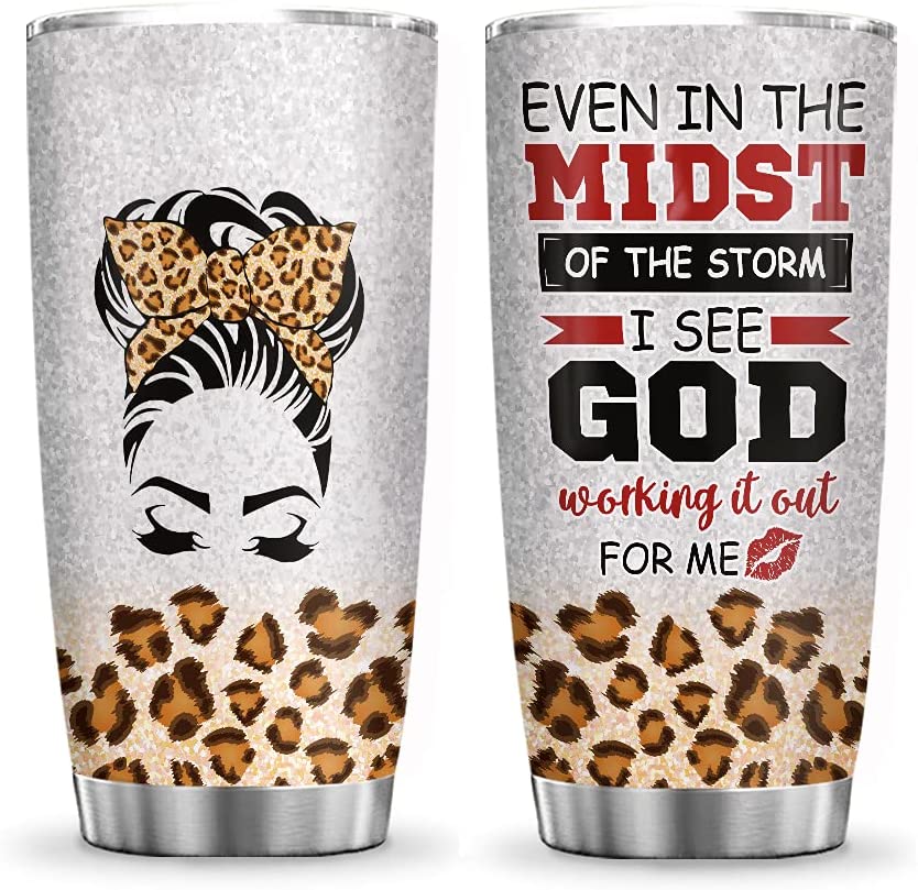 20Oz Faith Queen I See God Working Out, Queen Inspiration Tumbler Cup With Lid, Double Wall Vacuum Thermos Insulated Travel Coffee Mug