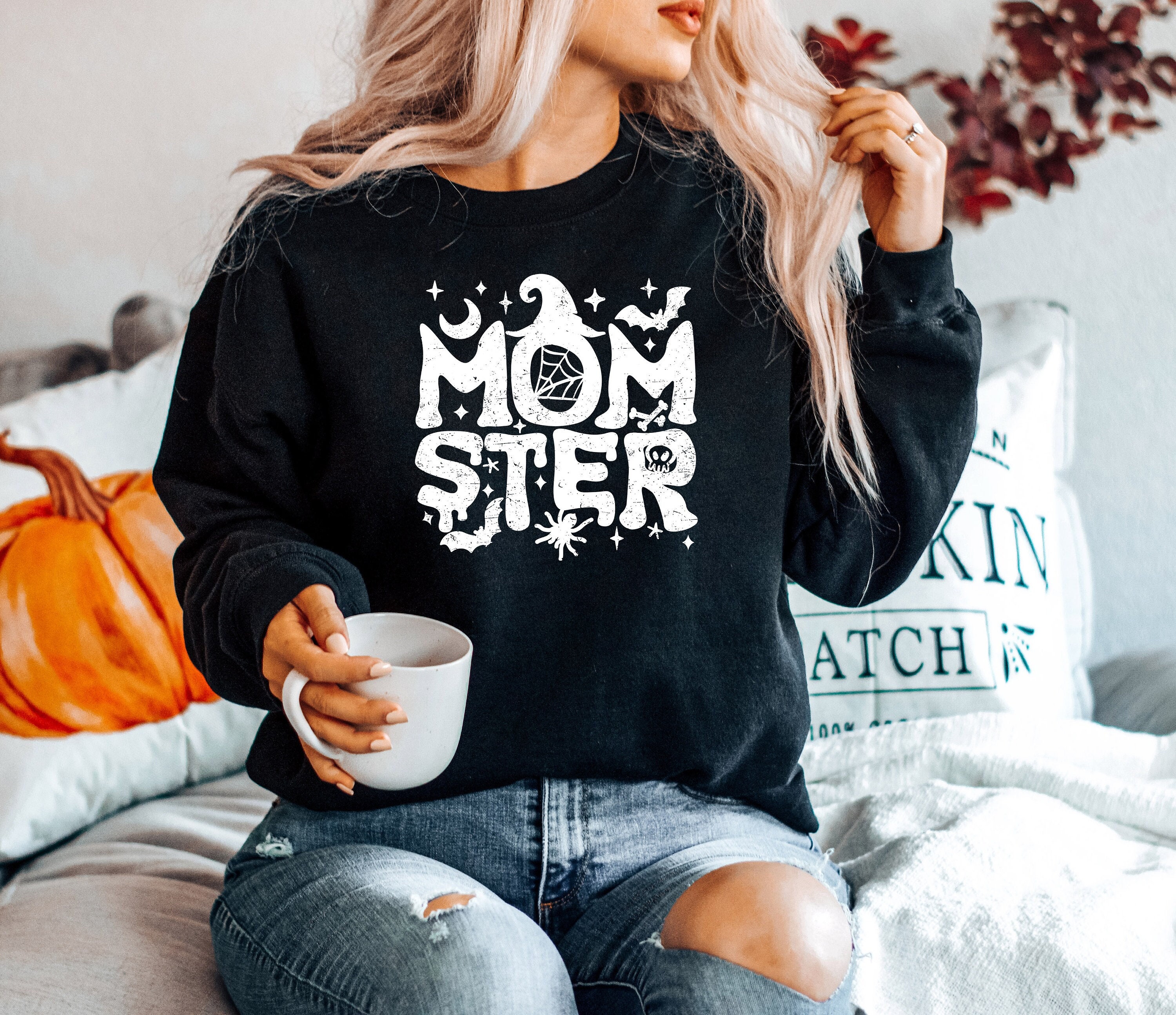 Momster Sweatshirt, Halloween Mom Sweatshirt, Funny Halloween Shirt, Pumpkin Shirt, Women Halloween Shirt, Halloween Gifts, Fall Sweatshirt