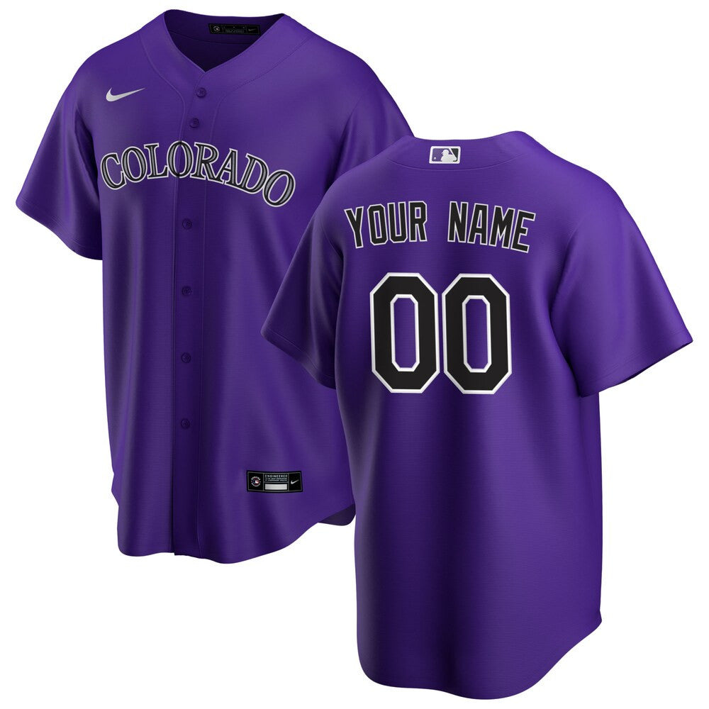 Men’S Colorado Rockies Nike Purple Alternate Replica Custom Jersey ...