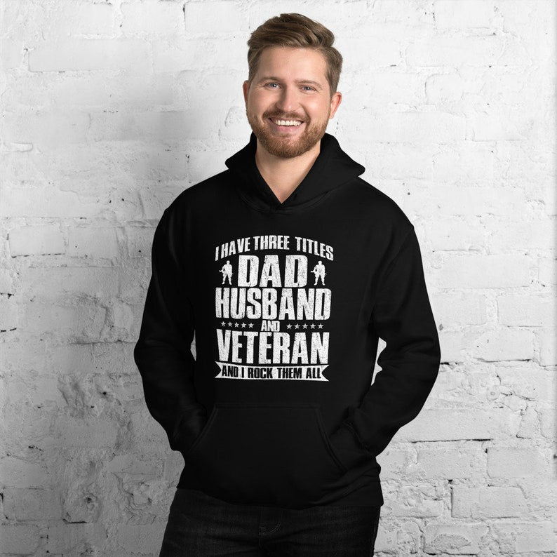 Husband And Veteran Hoodie, Veterans Day Gift For Him, Veteran Dad Novelty Hoodie