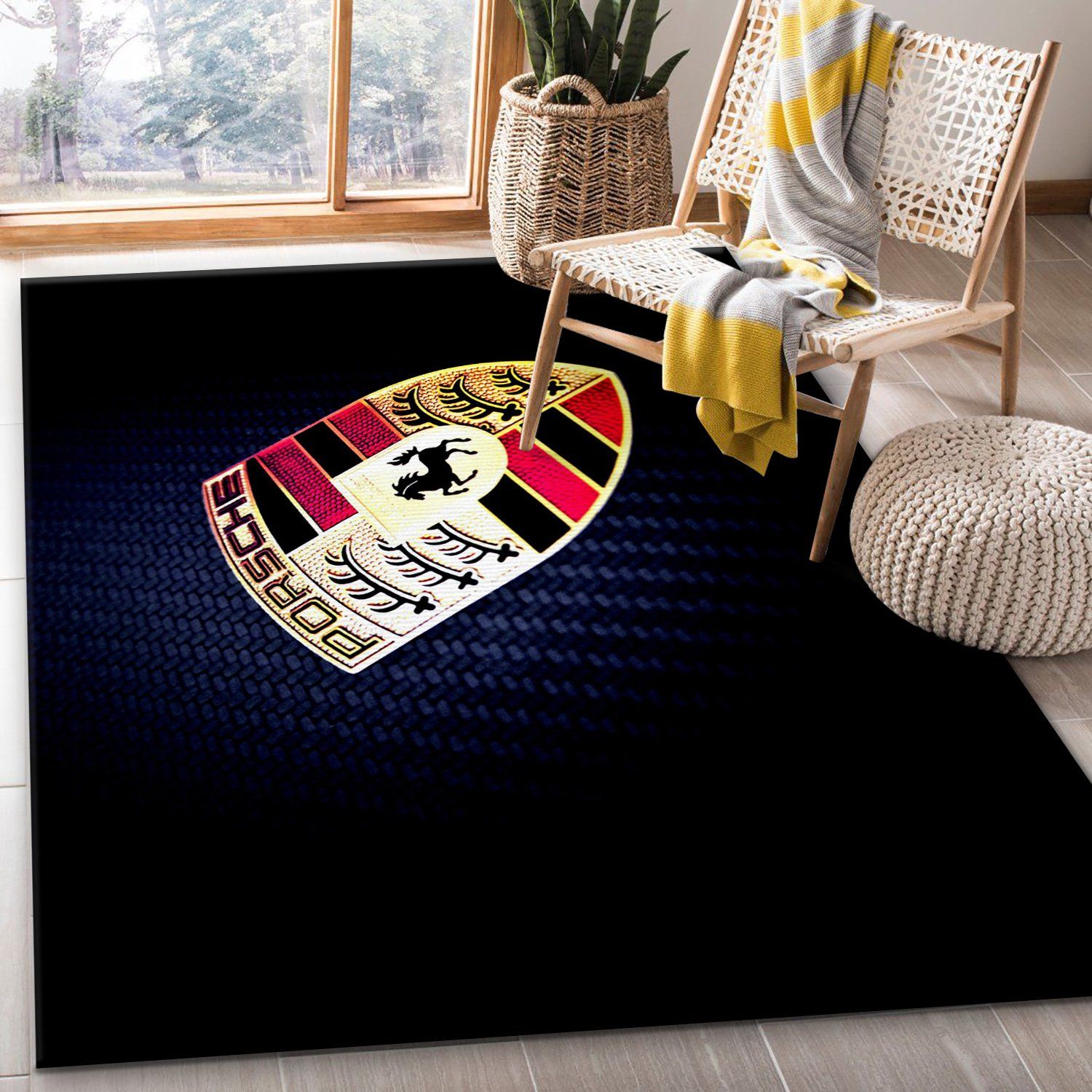 Porsche Logo Ver7 Area Rug Bedroom Rug Home Decor Floor Decor