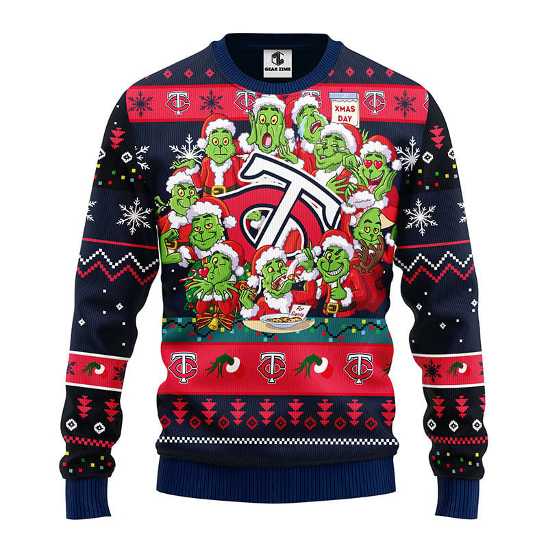 Minnesota Twins 12 Grinch Xmas Day Ugly Christmas Sweater