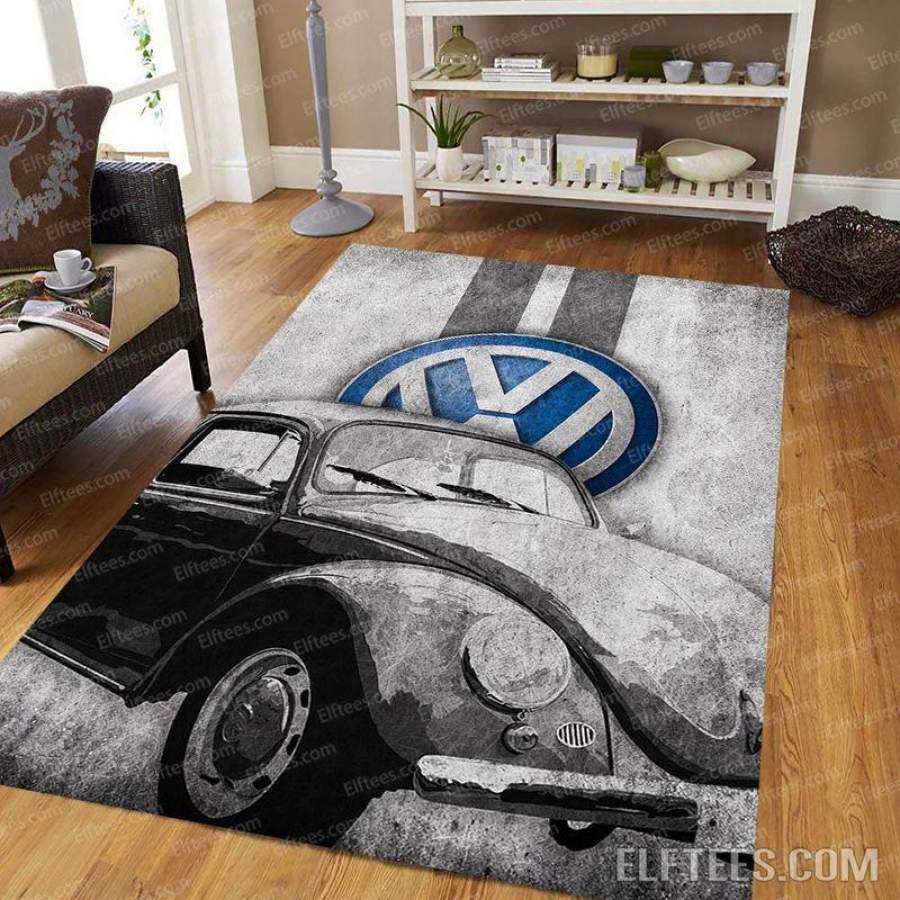 Vintage Gray Volkswagen Floor Area Rug Beetles Car Floor Area Rug Vw05