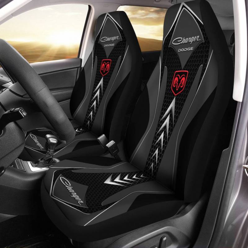 Dodge Charger TDV Car Seat Cover (Set of 2) Ver 2 (Black)