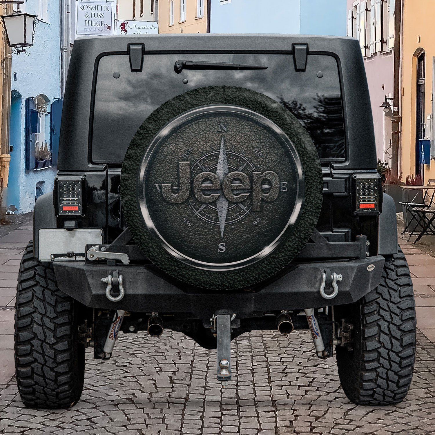 Cool Jeep Compass Iron Black Spare Tire Cover #H